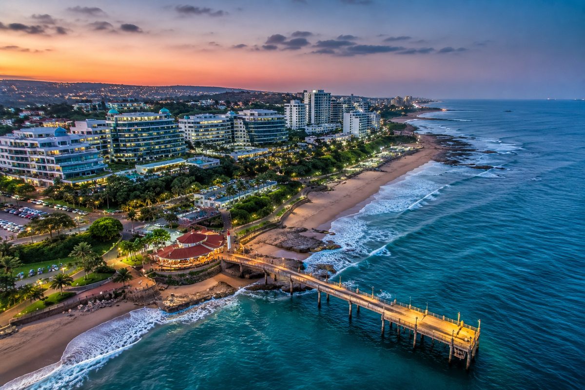 Umhlanga at dusk, aerial